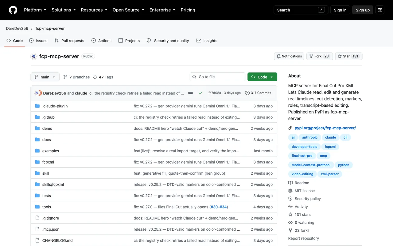 The fcp-mcp-server repository on GitHub