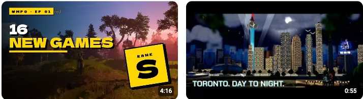 Two recent WatchMePlayOnline video thumbnails